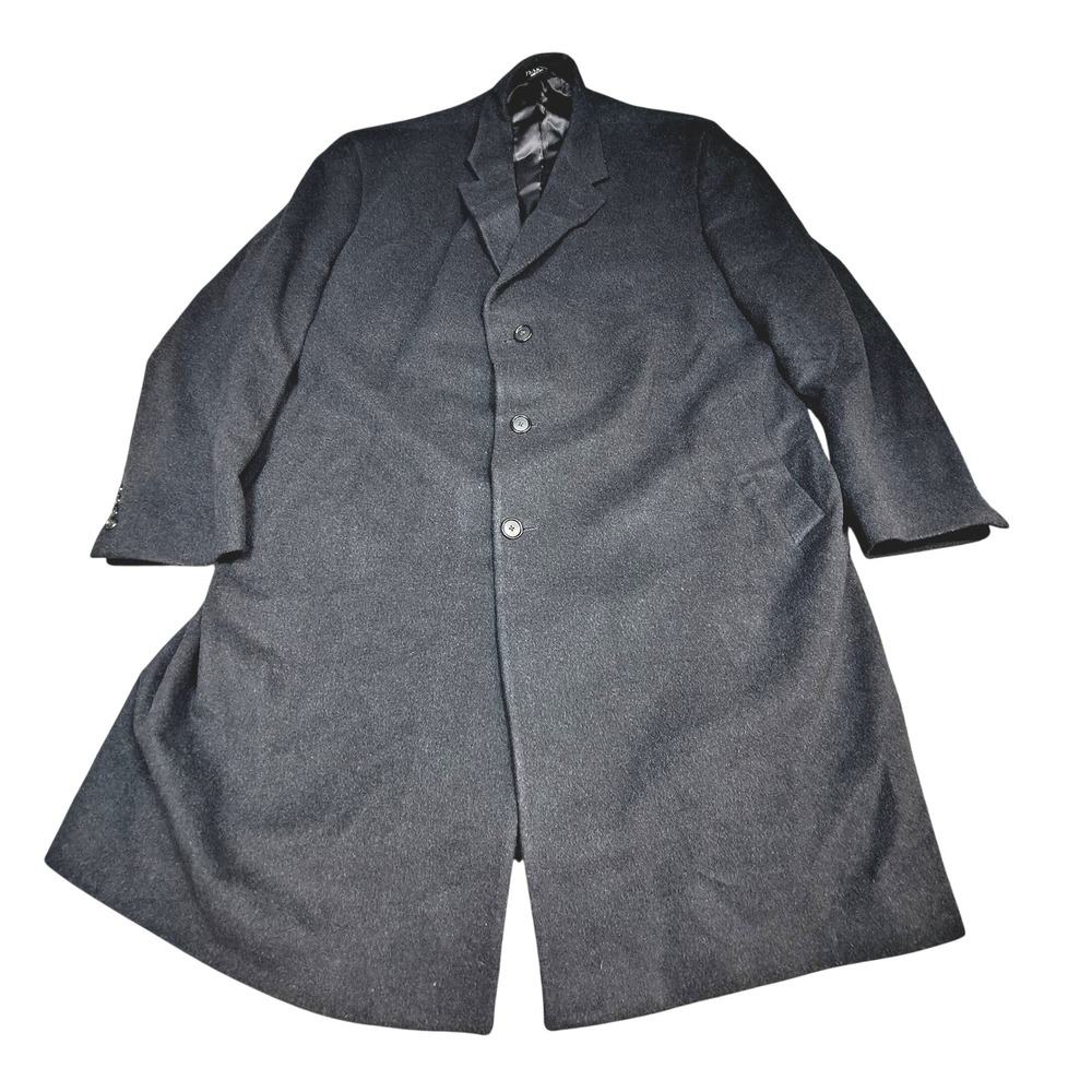 Jos A Bank Mens Wool Cashmere Overcoat Charcoal Gray Topcoat 52R 1150-00193-3001
